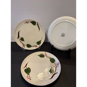 Stanhom Dinner Plates Set of 3 Cream Leaf Berry Pattern 9" Made in China